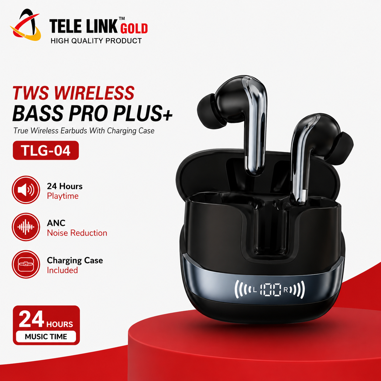 TWS Wireless Bass Pro Plus+ with ANC and Touch Control