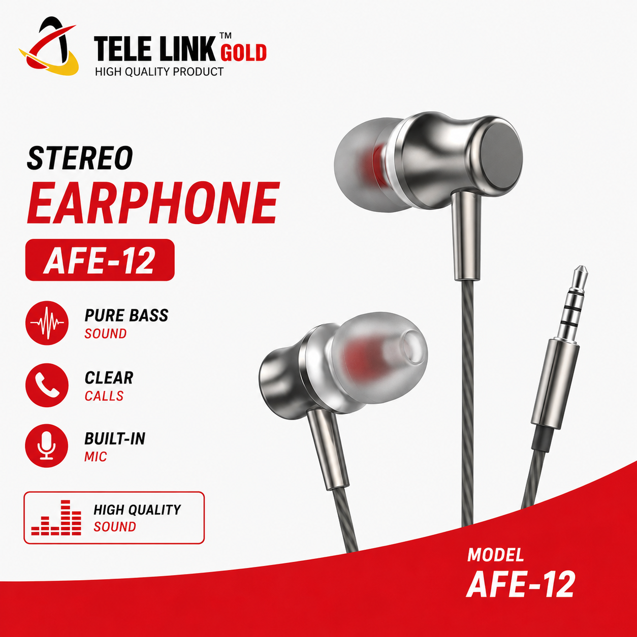 Tele Link Gold Stereo Earphone AFE-12