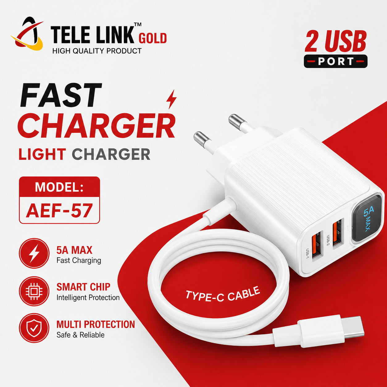 Tele Link Gold AEF-57- 5A Fast Charger