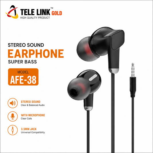 Tele Link Gold AFE-38 Stereo Earphone