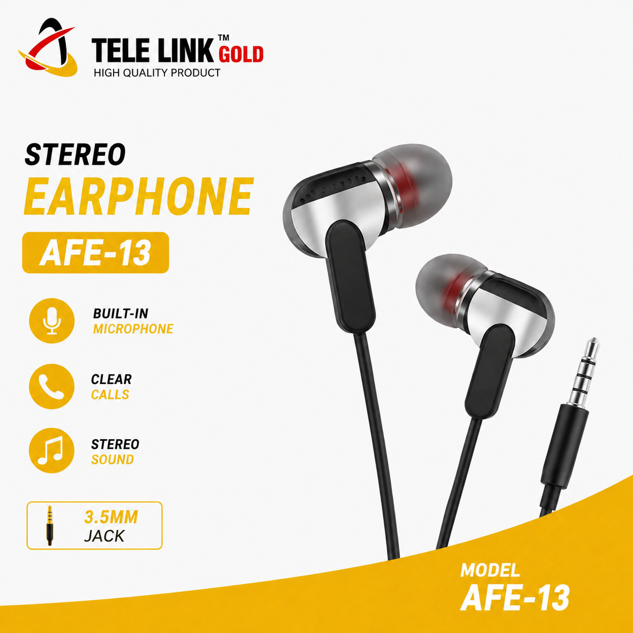 Tele Link Gold Stereo Earphone AFE-13