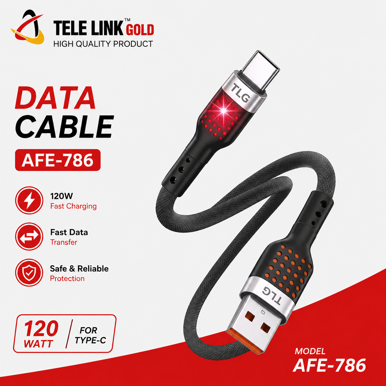 Telelinkgold AFE-786 Type-C Fast Charging Cable