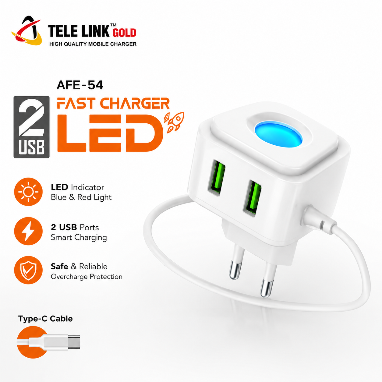 Tele Link Gold AFE-54 LED Fast Charger